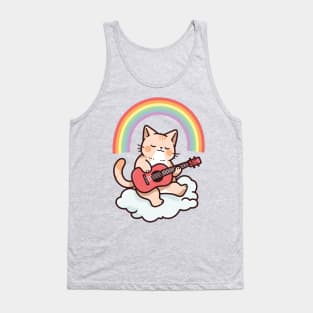 Rainbow Cat Ukulele on Clouds - It's Gonna Be Uke Tank Top